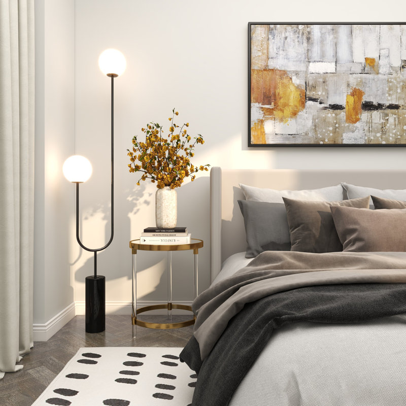 Ixia Contemporary Marble 73" Tree Floor Lamp, Black