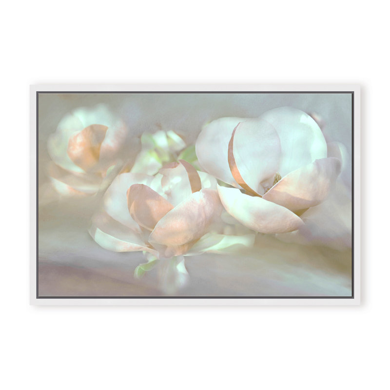 Nature Inspired Magnolia Dreams, 24" H x 30" W x 1.125" D, Framed Matted Print, White