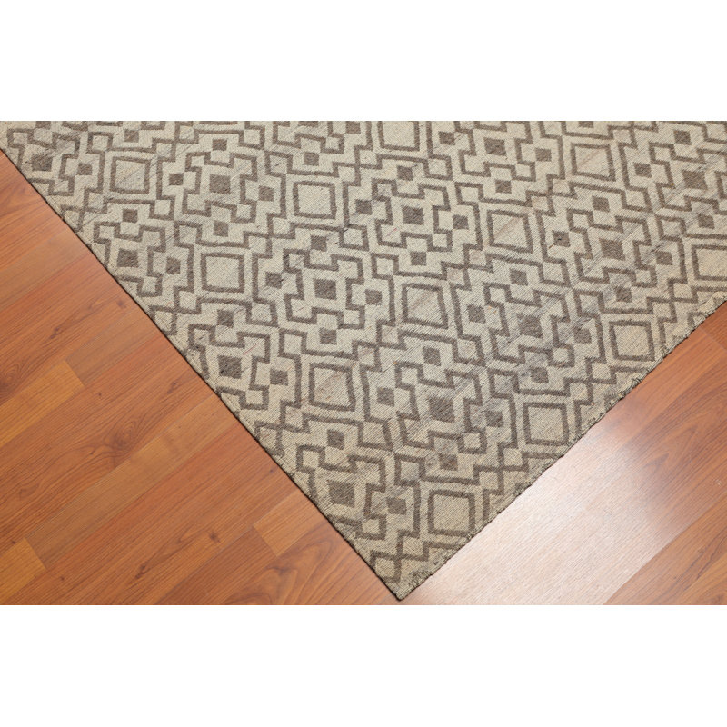 Tapis beige fait main à tissage plat Demers