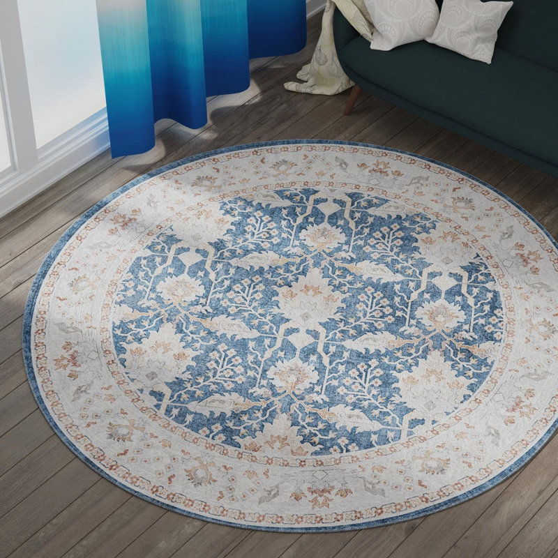 Mochnick Performance Chenille Floral Indoor Rug, Round 5'1" x 5'1"