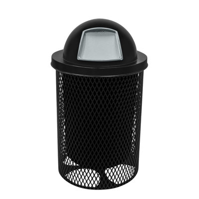 Poubelle d'extérieur Coated Outdoor Furniture de 121 litres (32 gallons), noir texturé, couvercle bombé