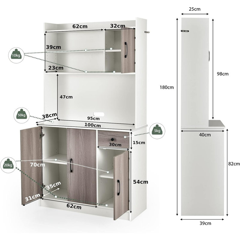 Tucci 180 cm H Kitchen Pantry, White