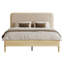 Linen Upholstered Platform Bed with Rounded Headboard and Solid Wood Legs-135867143