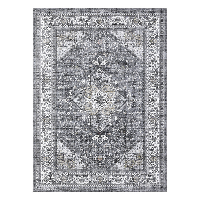 Polyester pearl velvet cotton TPR washed folding back printed carpet - Persia - Competing with beauty, Rectangle 5' x 7'