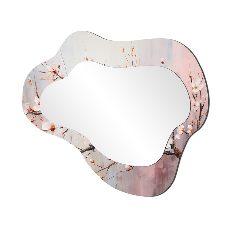 Miroir mural asymétrique rose et blanc Krogman, 25 po x 28 po