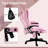 Pink 6 Point Vibrating Massage Office Chair, With Heat, Linen High Back Executive Office Chair, With Reclining Backrest, Padded Armrests And Remote-2036200053