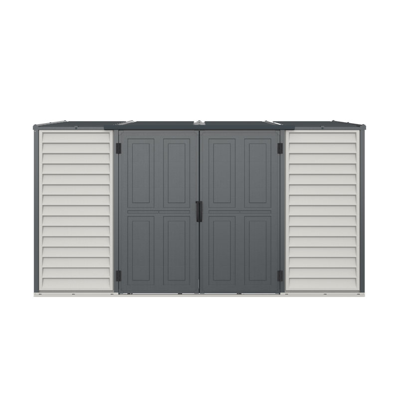 Gray and White 10' x 4' Vinyl Storage Shed with Double Doors