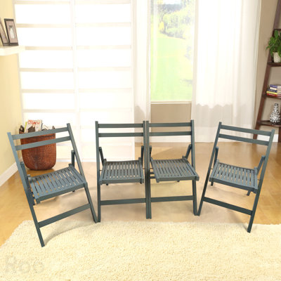 Chaise pliante en bois à lattes Furniture - gris, ensemble de 4, chaise pliante, style pliable