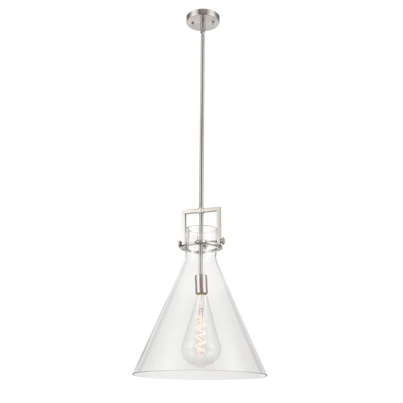 Luminaire suspendu avec tige 30 po Coterie, Transparent, H 20,38 po x l 16 po x P 16 po, Nickel satiné