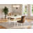 3 Piece Dining Table Set Contains a Rectangle Dining Room Table with Dropleaf and 2 Brown Linen Fabric Parsons Chairs, Linen White-406248795-406248773-417854820
