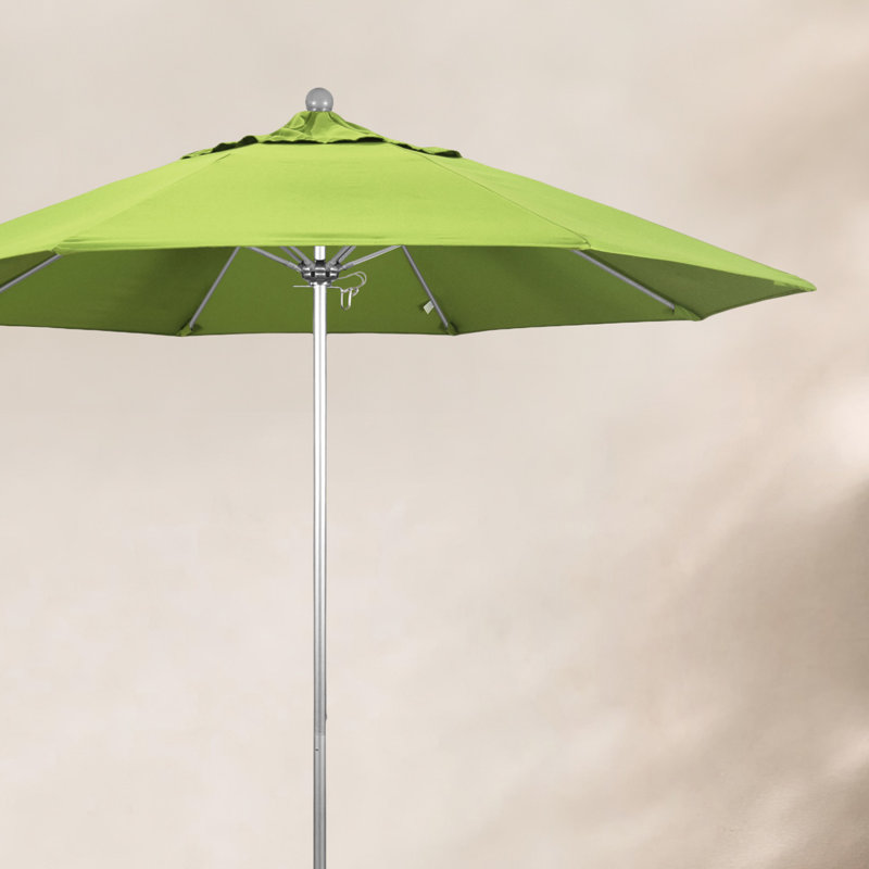 Parasol de marché 9 pi Maria, Argent argent, Toile Sunbrella® perroquet