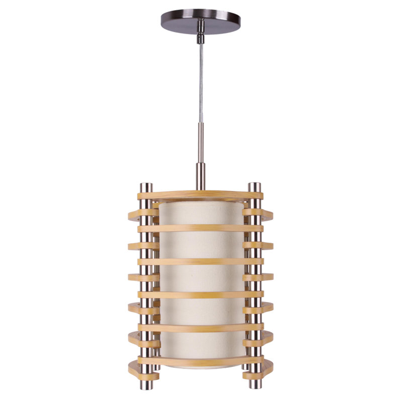 Luminaire suspendu géométrique 1 lumières simple Steps, Frêne, Nickel satiné