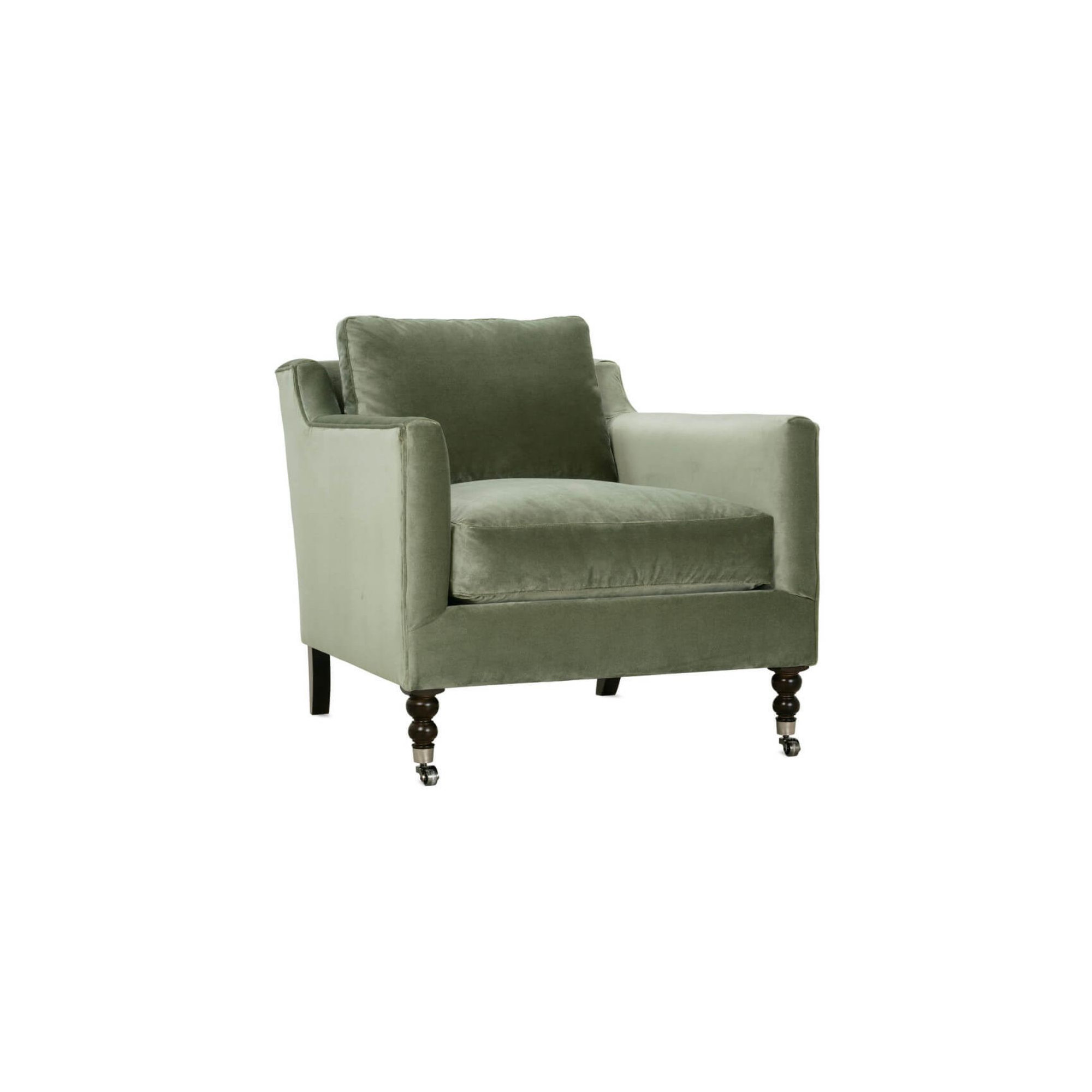 Madeline 33" W Armchair, Dark Brown Wood, Sage Velvet (15026-23)