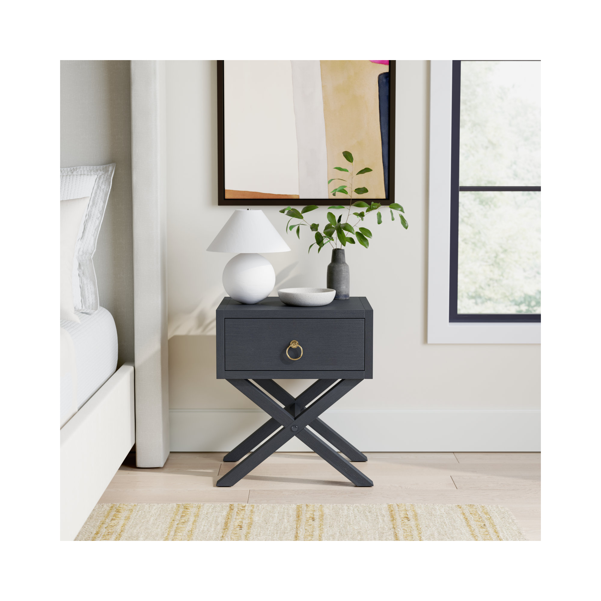 Elin 1 - Drawer Nightstand, Navy Blue