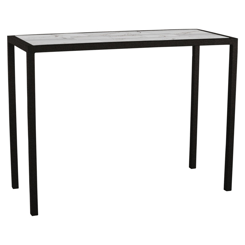 Quadra Outdoor Rectangle Table, 20.5" W x 56.5" L x 37.5" H, Pallazo White, Carbon Black