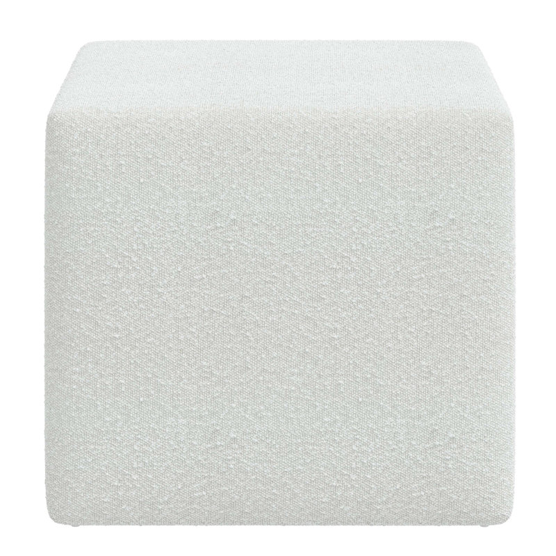 Bence Upholstered Ottoman, Classic Ivory Boucle