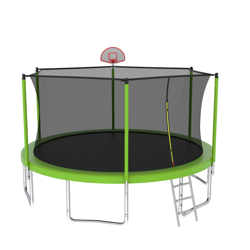 14 pi pour enfants avec filet de sécurité pour enclos extérieur pour grand trampoline, Vert