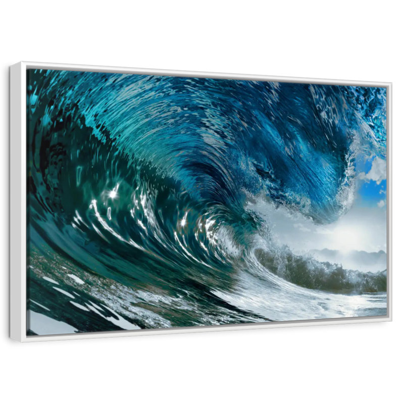 Vague scintillante, Cadre flottant blanc, 43 po x 29 po