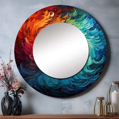 Miroir rond coloré pour décoration murale