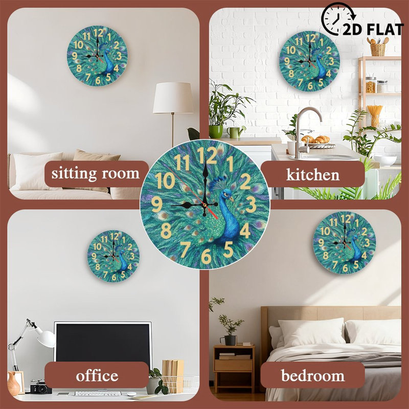 Horloge à chiffres avec paon