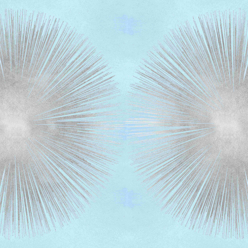 Sunburst Silver on Blue II - peinture sur toile tendue, H 12 po x l 12 po