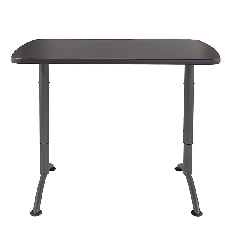 Adjustable Metal Base Standing Desk, 5' L, Walnut/Charcoal
