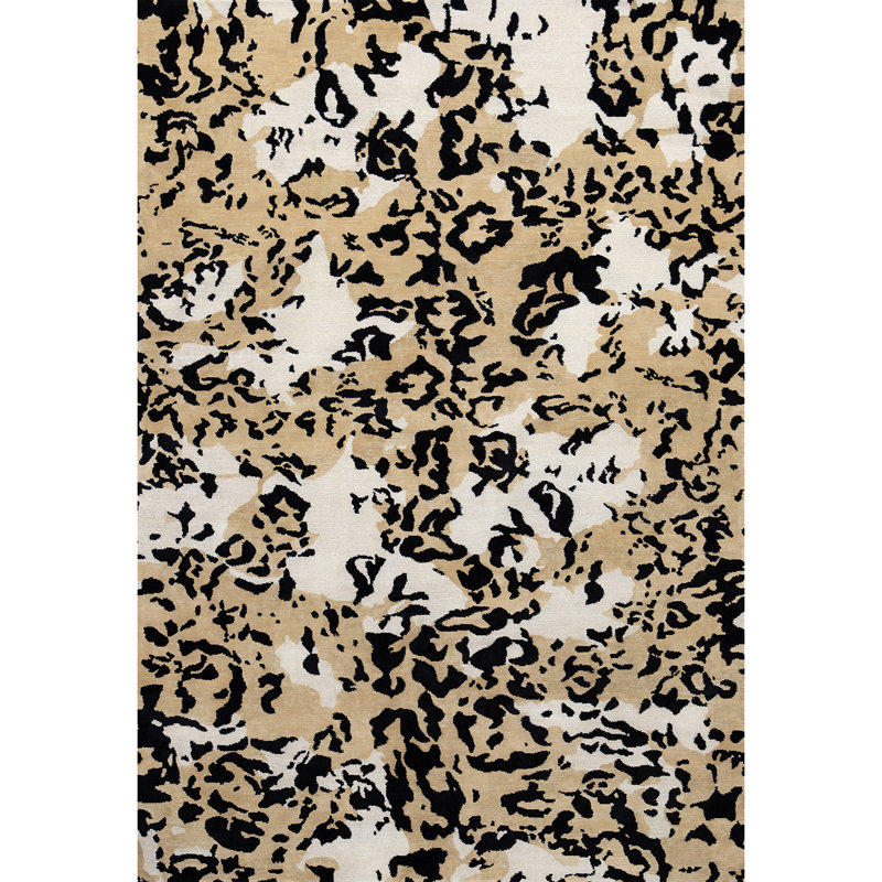 Contemporary Hand Knotted Animal Print Area Rug, Runner 3' x 7'