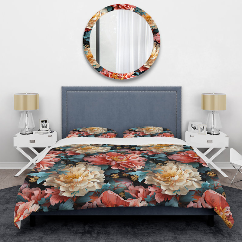 Ensemble de housse de couette Mulitcolor, Housse de couette pour grand lit et 2 taies décor