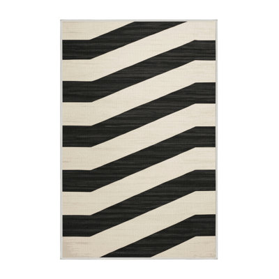  Tapis lavable rayé gris anthracite lavable