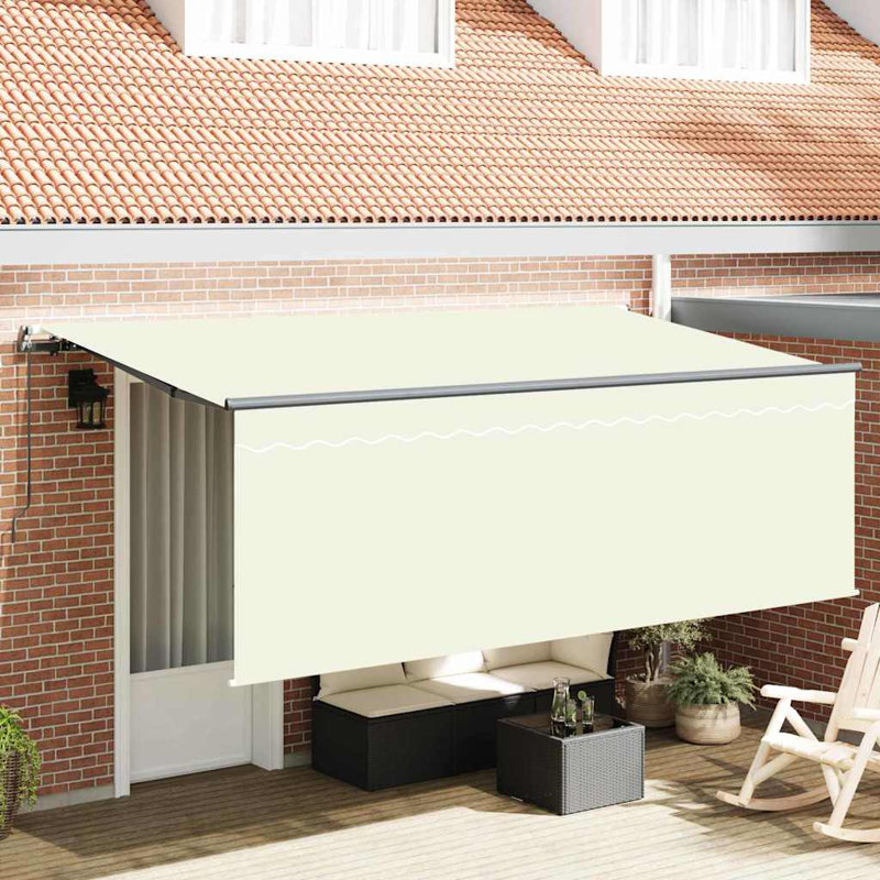 Brayden Studio 400cm W x 200cm D Polyester Cover Retractable Door / Window Awning, Cream/Anthracite