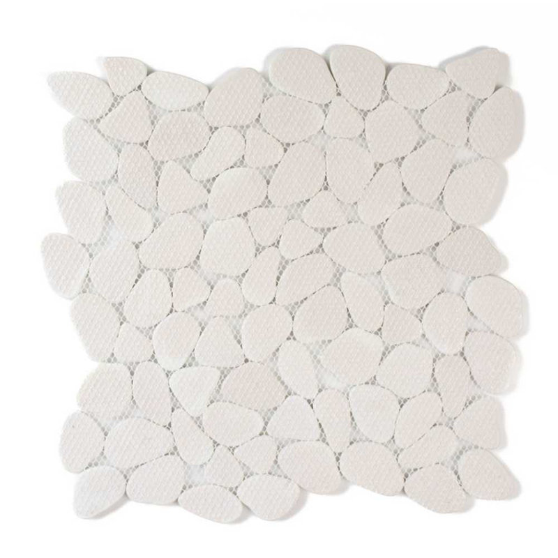 Huron Glass Pebbles Mosaic Tile, Calacatta
