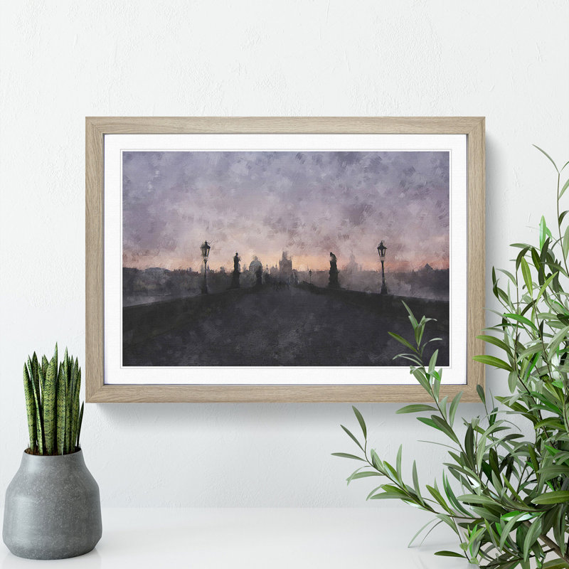 Charles Bridge in Prague Vol.2 - Framed Print, 27cm H x 36cm W x 2cm D, Oak Framed