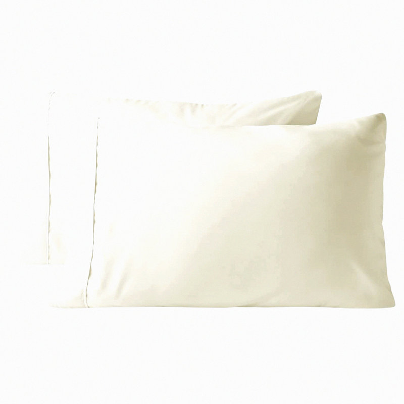 Luxury Cotton Sateen Pillowcase Set - 800 Thread Count, Soft & Breathable Beige Solid Pillow Cover, Standard Size 20 X 30, Long Staple Cotton