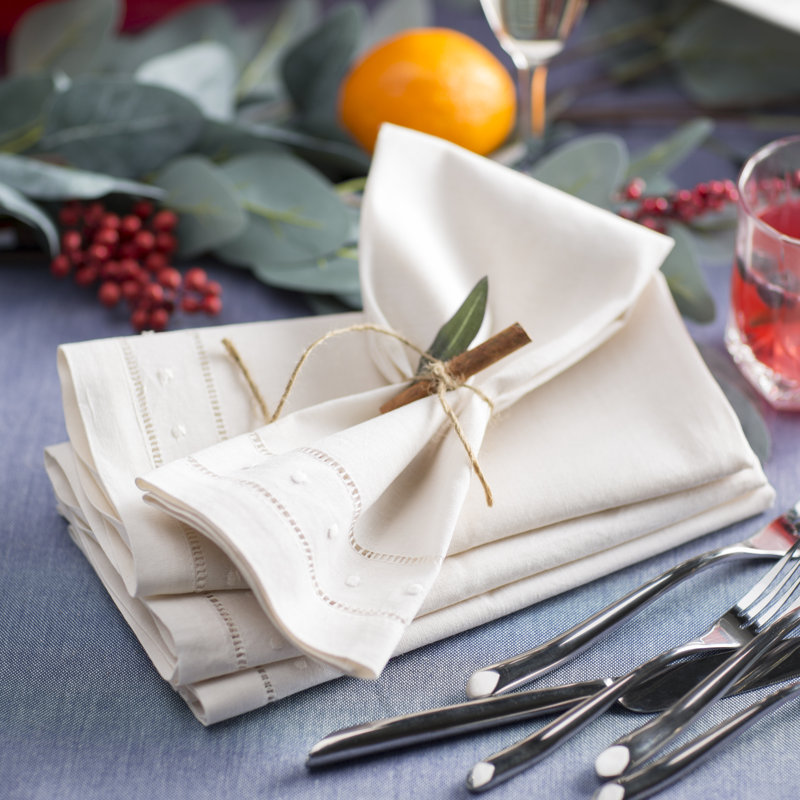 Serviette Timoleon, Blanc, L 22 po x L 22 po