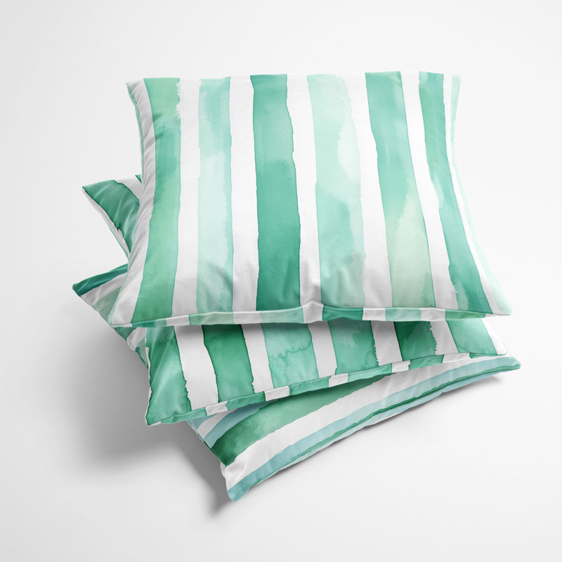 Ensemble de 3 coussins décoratifs à rayures - Mint Breeze Stripes Coastal, 20"H x 20"W
