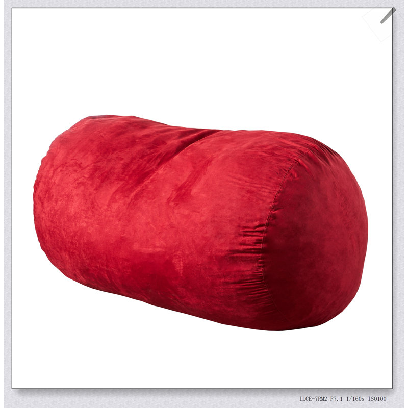 Fauteuil à billes cylindrique en suède de 6,5 pieds Firefly, rouge, parfait pour le confort et le style modernes