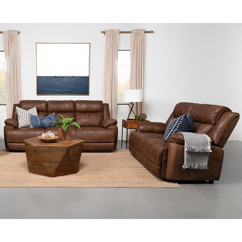 Upholstered Padded Arm Sofa Dark Brown