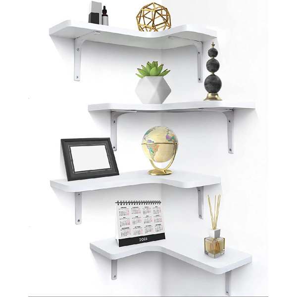 Honey Can Do Maple Modern 2 Tier Wall Mounted Shelf