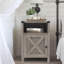 Ensemble de 2 tables de bout Farmhouse, table de chevet rustique avec porte de grange et tablette de rangement, table d'appoint pour chambre à coucher et salon-2140340915