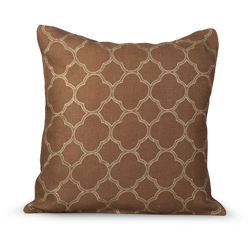 Intricate Burlap Throw Pillow, Tobacco Brown