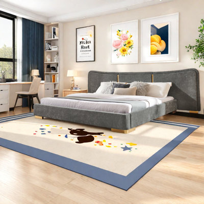 Large King Beds, Chenille Mdf Frame, Modern Metal Accent For Home