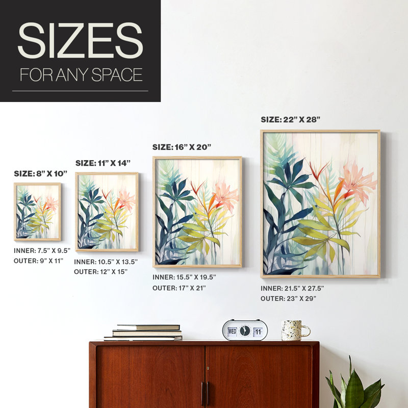 "Élégance florale rose et jaune I", Naturel, H 11 po x l 9 po