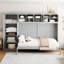 Grand lit escamotable mural avec armoires, gris
