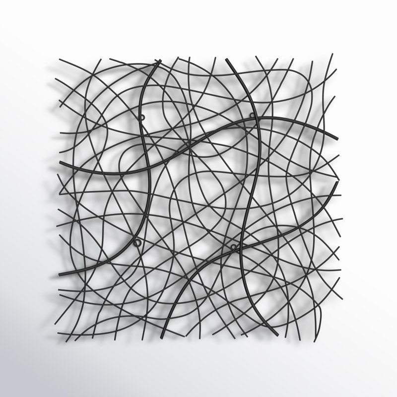 Large Black Abstract Square Iron Wall Sculpture
