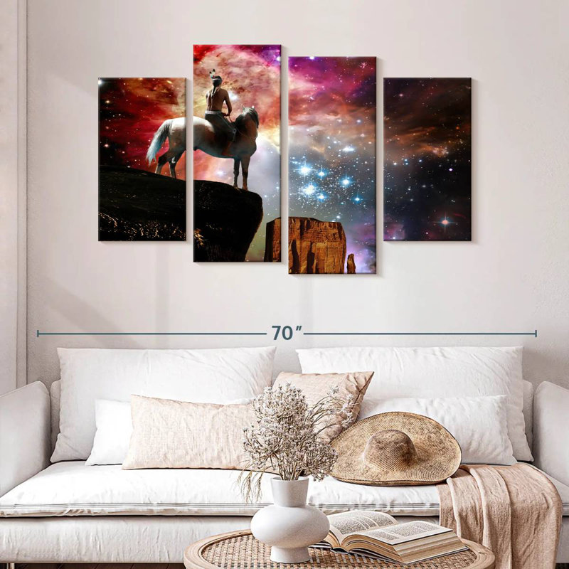 Lelar Native American Warrior At Night, 32" H x 52" W