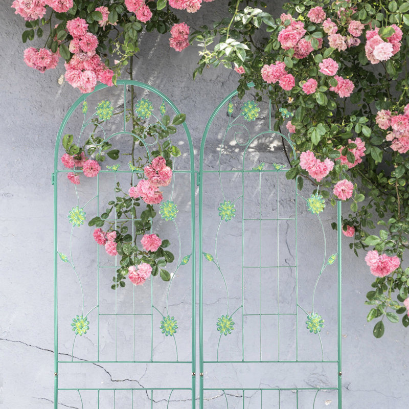 Ensemble de 2 treillis de jardin en métal antirouille 71 po x 19,7 po, support pour plantes d'extérieur, installation facile, structure, pour lierre, rose, raisin, haricots 71 po x 19,7 po, à assembler, matériau solide, jasmin