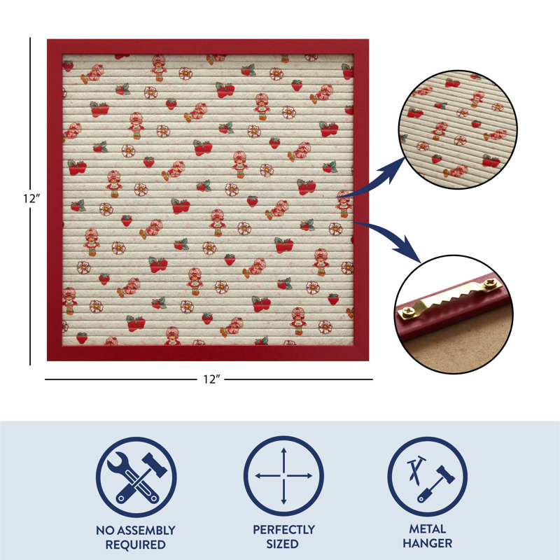 Bloc-notes Strawberry Shortcake 12 po x 12 po avec cadre en panneau de fibres à densité moyenne, comprenant 145 caractères