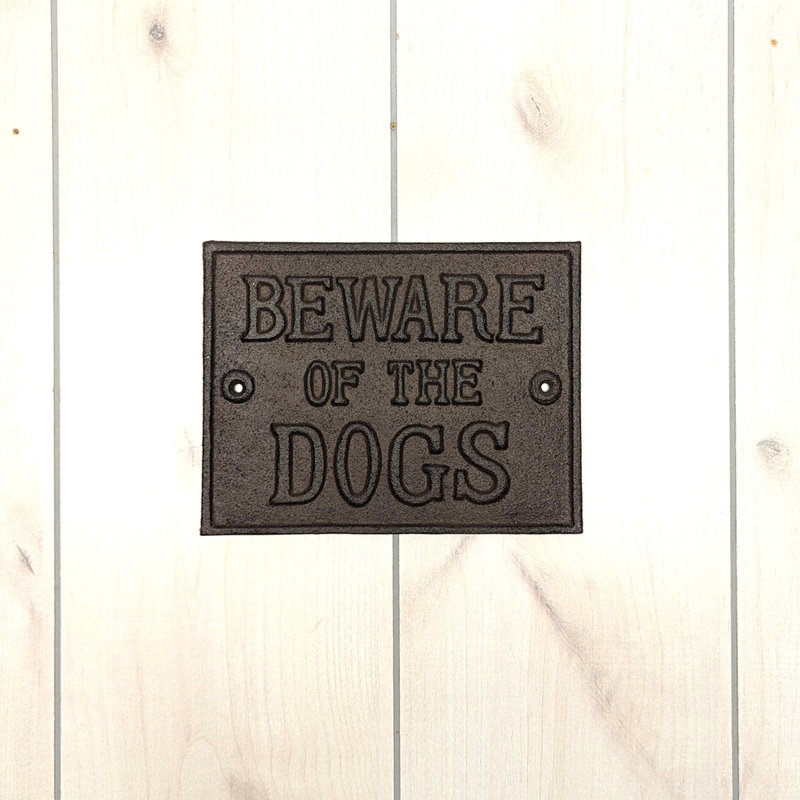 Plaque d'avertissement «Beware of Dogs» en fonte