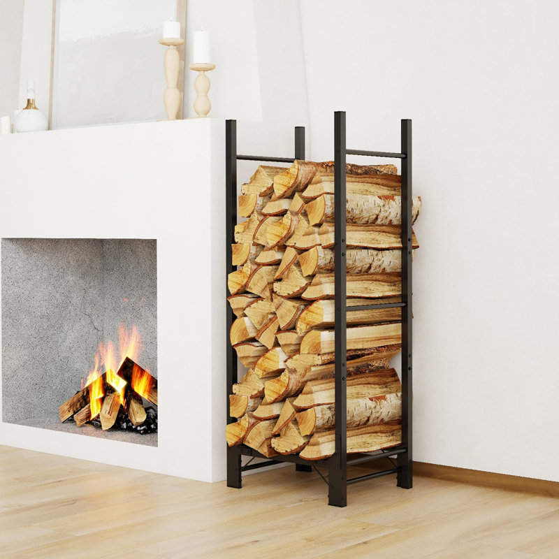 Adjustable Heavy‑Duty Metal Log Rack, Indoor & Outdoor Firewood Stacker Stand, Wood Pile Storage Organiser for Fireplace