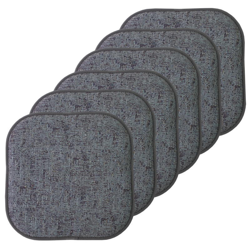 Broadway Memory Foam No Slip Back 16" x 16" Chair Pad Cushion, Multi Blue, 6